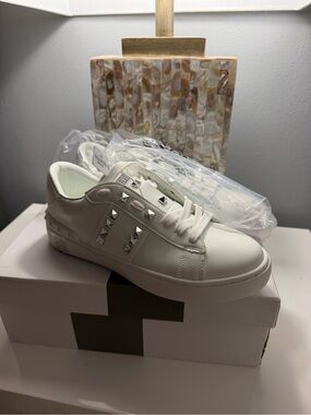 Valentino Studded White Leather Sneakers